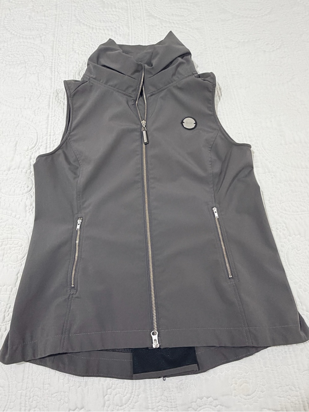 Noel Asmar Vest Women M-L Full Zip Equestrian Dressage Horse Gray Soft Shell
